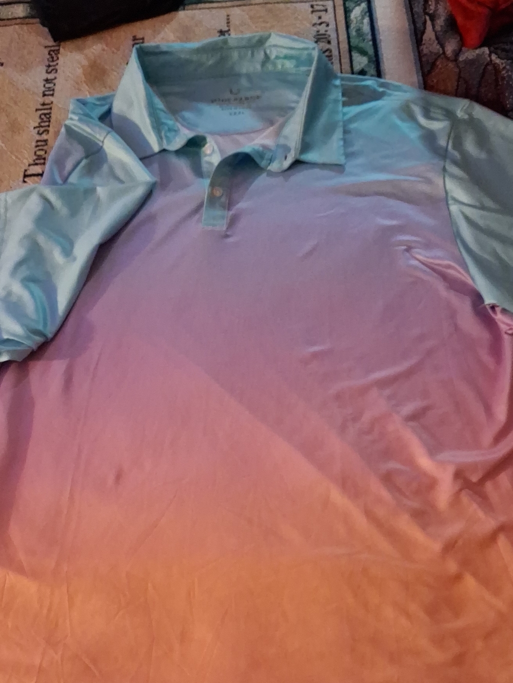 Mens Gradient Polo Shirt - Pink to Blue Ombre